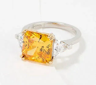 Diamonique The Amy Celebration Ring, Platinum Clad, Size 10, Citrine