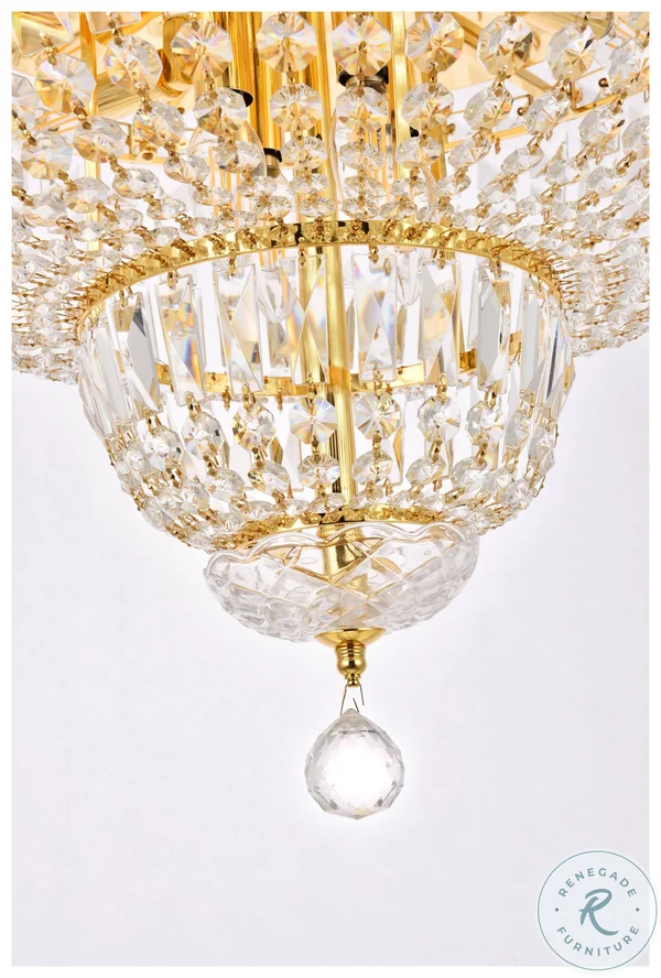 Elegant Lighting V2528F20G/RC Tranquil 10 Light Gold Flush Mount Clear Royal Cut Crystal