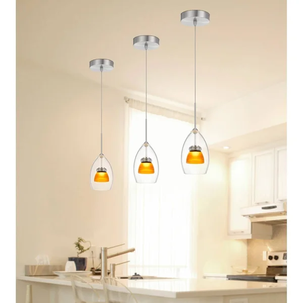 4.25x22 Integrated LED Dimmable Double Glass Mini Pendant Yellow - Cal Lighting 81426792