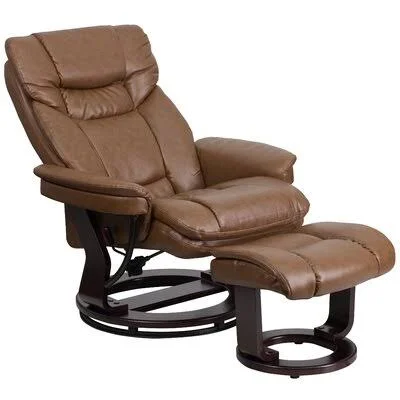 33x22 Wide Manual Swivel Standard Recliner with Ottoman Latitude Run Fabric: Palimino Faux Leather