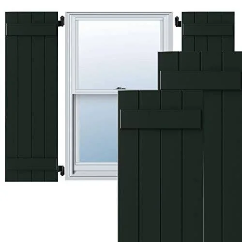 Ekena Millwork CWB15X046RWC 15x22W x 46x22H Exterior Four Board (2 Batten) Composite Board-n-Batten Shutters (Per Pair), Country