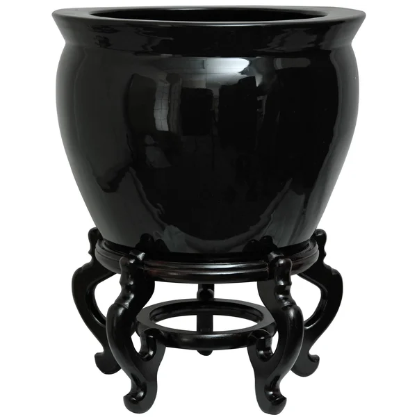 Oriental Furniture 20 in. Porcelain Fishbowl Black