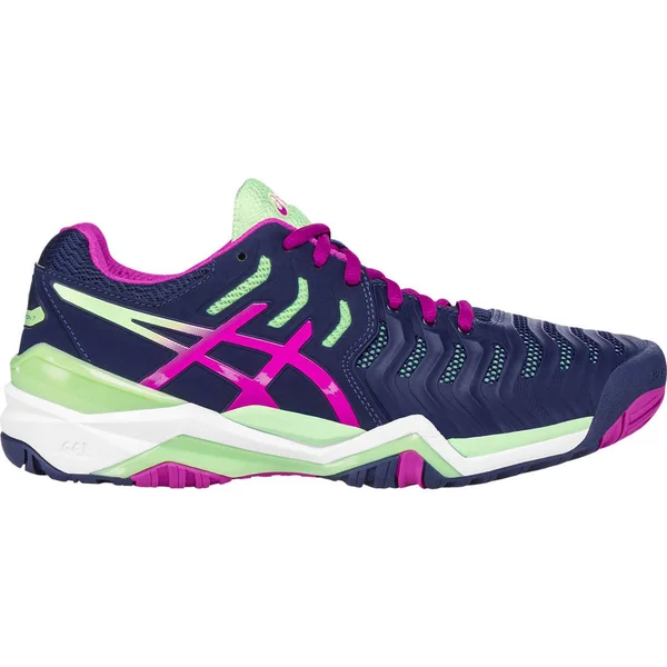 Asics Women`s GEL-Resolution 7 Tennis Shoes Blue and Pink Glow, Size: 6