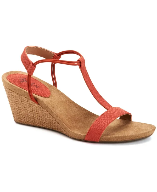 Style & Co Mulan Wedge Sandals - Created Macy&s - Orange Lizard