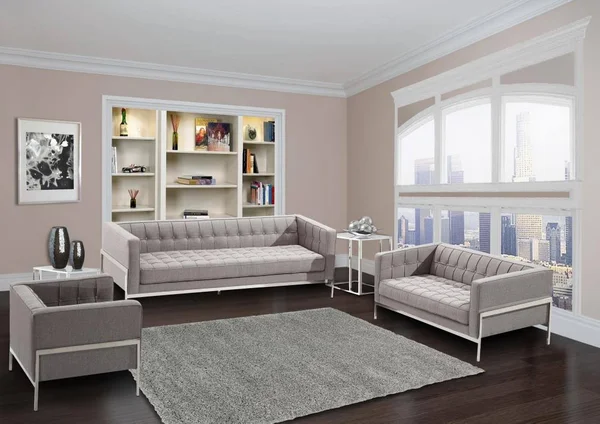 Armen Living Andre Modern Gray Microfiber Accent Chair Stainless Steel, LCAN1GR