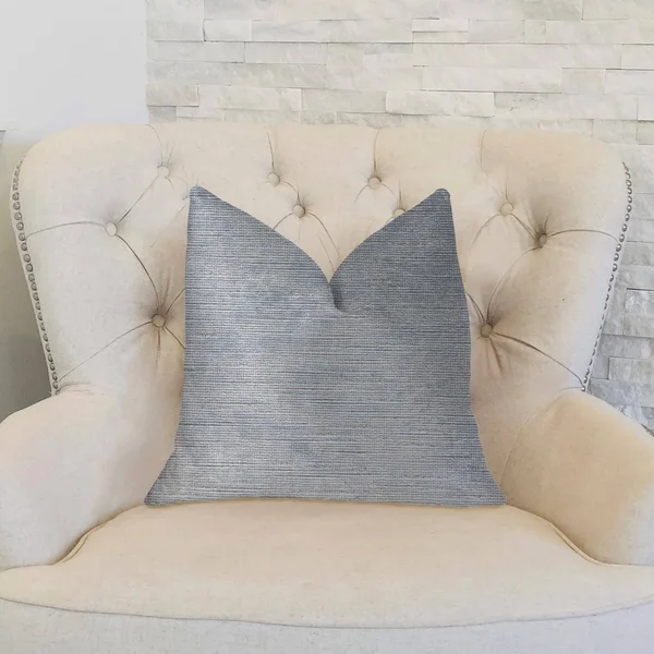 Plutus Icy Sky Blue and Silver Luxury Throw Pillow 26x22L x26x22W