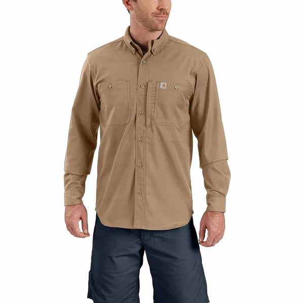 Carhartt Rugged Professional Series Men's Long-Sleeve Shirt, Dark Khaki, XL Tall