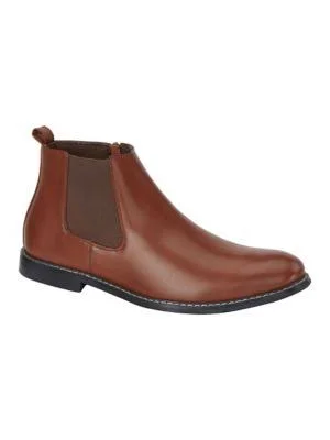 Haband Men's Deer Stags Ankle Boot Vinyl Dress, Brown, Size 7.5 D