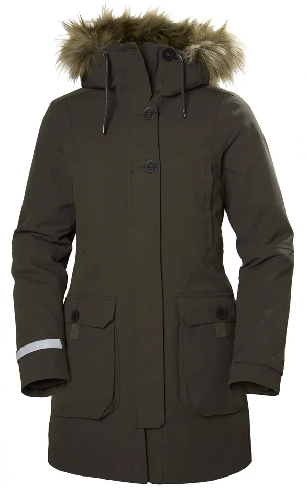 Helly Hansen Longyear II Parka Green - Women Daunen Down Jacket (Size L - Color Beluga)