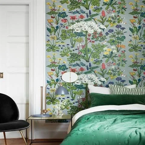 Rabarber Taupe Floral WV1792 Brewster Wallpaper
