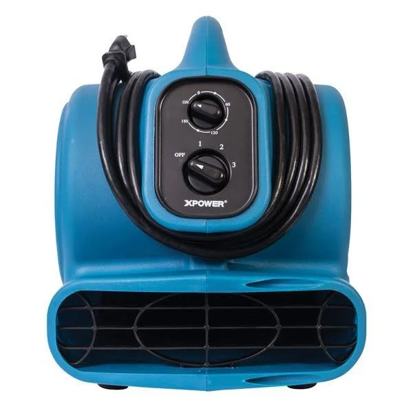 Xpower P-230at 1/4 HP 925 CFM 3-Speed Mini Air Mover/Floor Dryer/Utility Blower Fan with Timer and Power Outlets