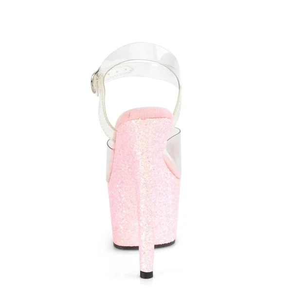 Pleaser - Womens ADORE-708LG Platforms Baby Pink Glitter, Size-9