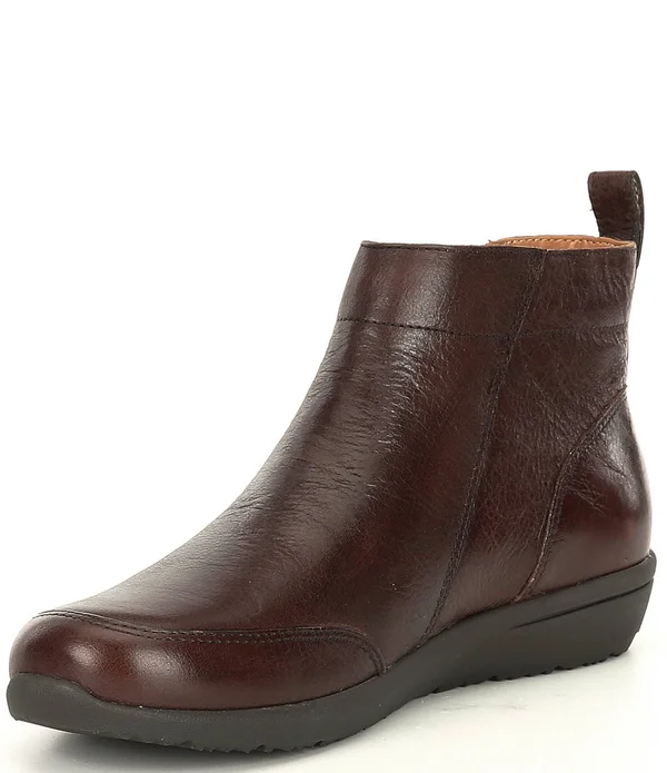 Vionic Lois Womens Leather Round Toe Ankle Boots, Navy