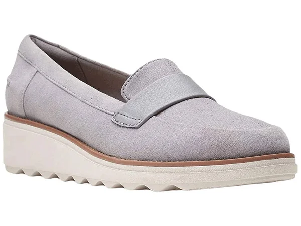 Clarks Sharon Gracie Women's Shoes Grey Suede : 7.5 D - Wide