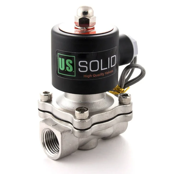 U.S. Solid 1/2x22 Stainless Steel Electric Solenoid Valve 24V DC N.C. Viton Water Air Fuel