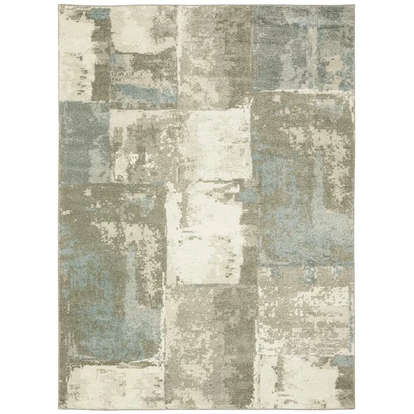 Allen + Roth Layton 8 x 10 Blue Indoor Abstract Area Rug - B5502G7L
