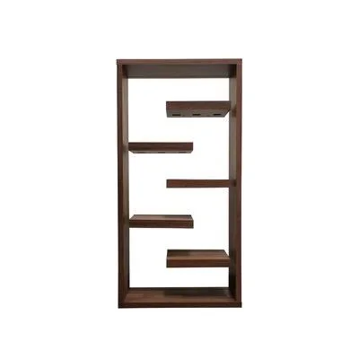 71'' H x 35.5'' W Solid Wood Geometric Bookcase Latitude Run
