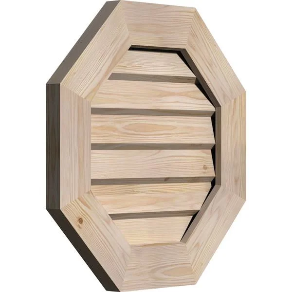 Ekena Millwork GVWOC24X2402SDUPI 24x22W x 24x22H Octagonal Gable Vent (29x22W x 29x22H Frame Size): Unfinished - Non-Functional