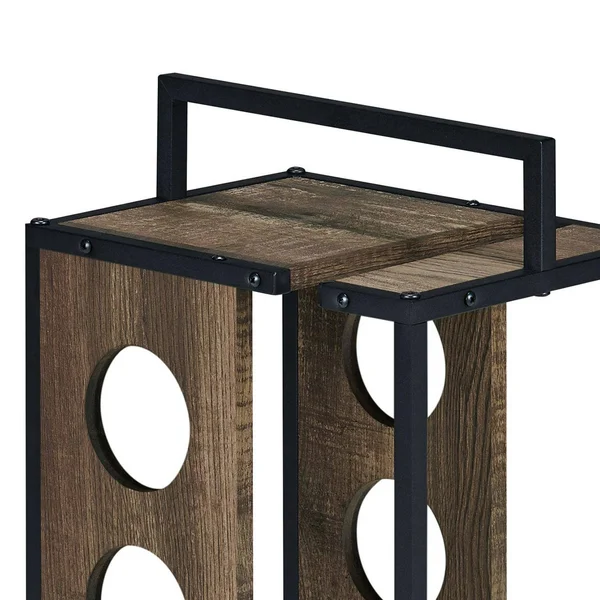 Furniture of America Mayfield Rustic 3-Bottle Wine Rack, Reclaimed Oak