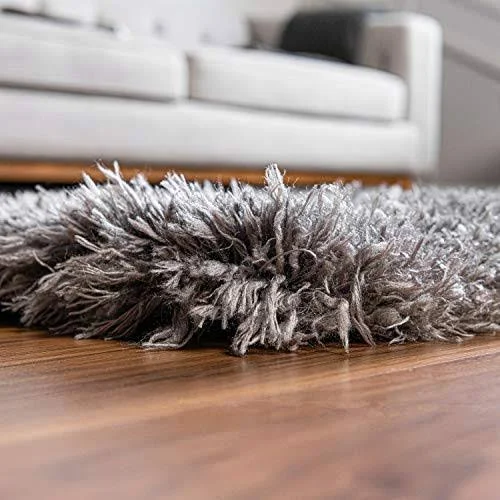 Infinity Collection Solid Shag Area Rug by Rugs.com – Smoke 7& x 10& High-Pile Plush Shag Rug Perfect for Living Rooms - Bedrooms