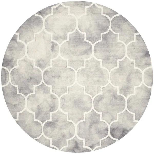 Safavieh 5& x 5& Round Dip Dye DDY535C Grey - Ivory Rug