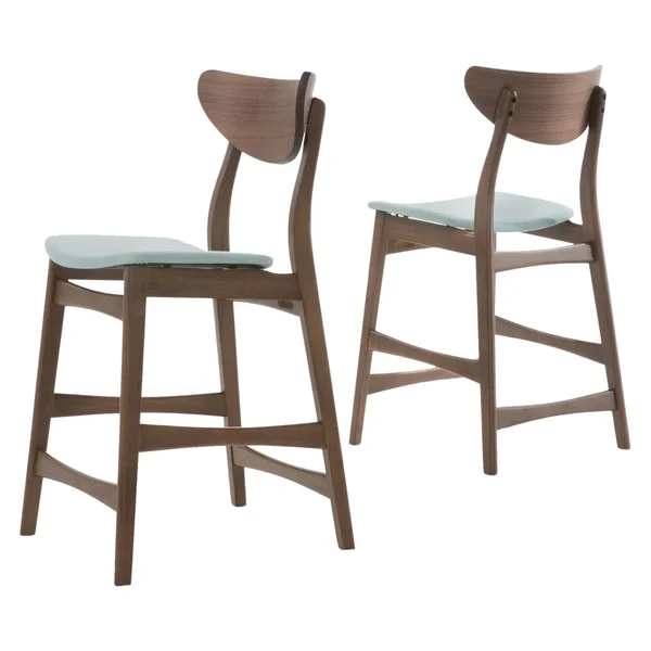 Christopher Knight Home 24x22 Gavin Counter Stool, Walnut/Mint - 2 count