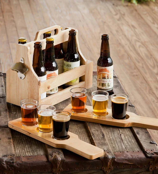 Picnic Plus Brew Fest 6 Pack Holder - Wood