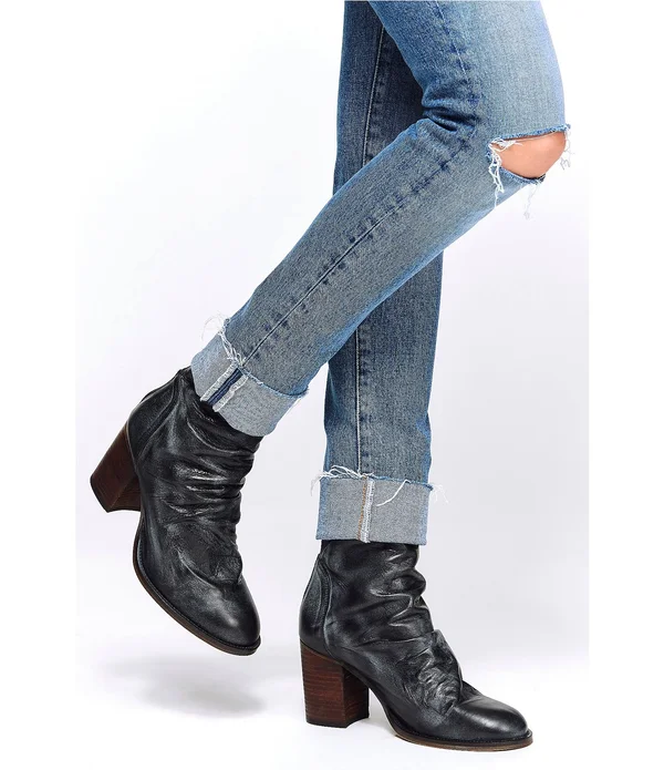 Free People Elle Block Heel Booties Black 37