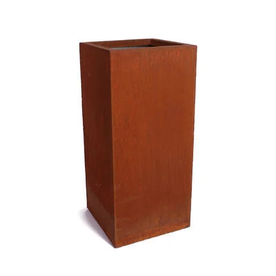 Veradek Metallic Series Pedestal Corten Steel Pot Planter - Size: 30x22 H x 13.5x22 W x 13.5x22 D