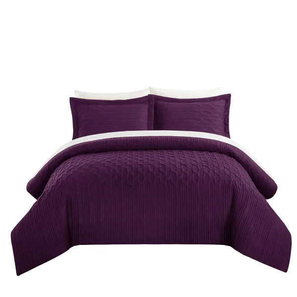 Chic Home Jas 2-Piece Embossed Comforter Set - Twin, Plum