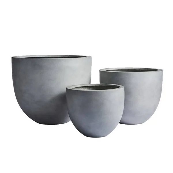 DreamPatio Long Beach 1-Piece Fiberstone Planter - 12x12x10 - Silver