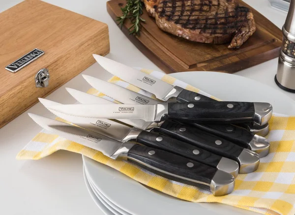 Viking Pakka Wood Steak Knife Set with Rubberwood Box - 6 Piece, Black