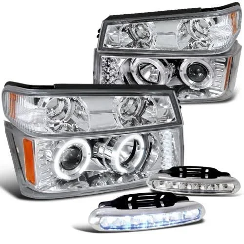 Chevy Colorado GMC Canyon Chrome Halo Proj Headlights Bumper Lights LED DRL