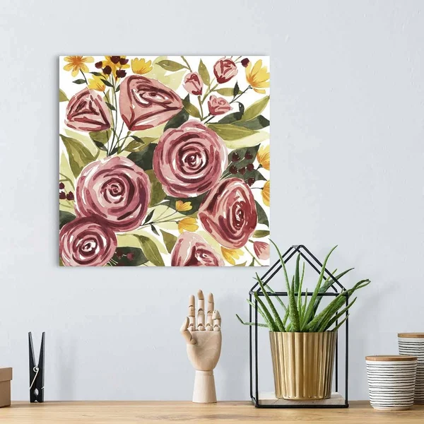 Rouge Bouquet II - Canvas Wall Art, 16x16, Great Big Canvas