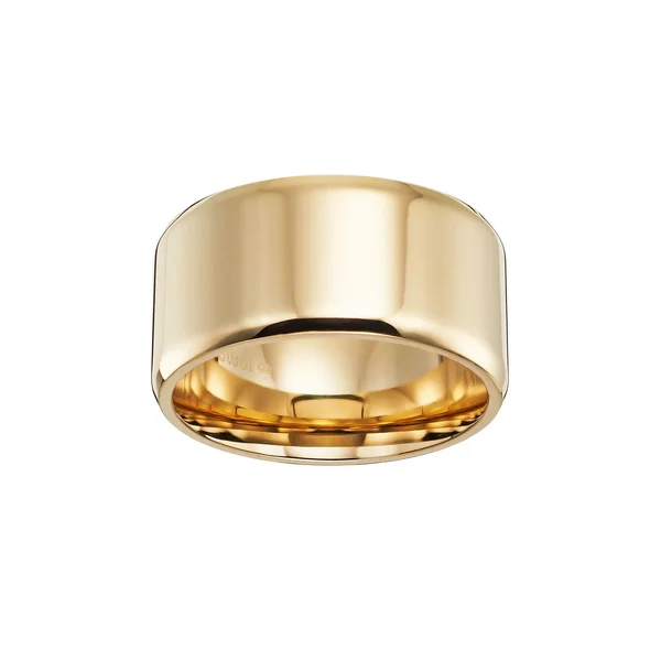 Lovemark 14K Gold-Over-Stainless Steel Men's Wedding Band - Size: 12.50, Grey