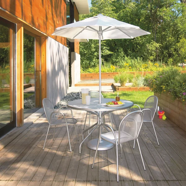 Room & Board - Modern Kona 4 Person Round Patio Table in Silver Grey Steel, 48 Diameter 30H