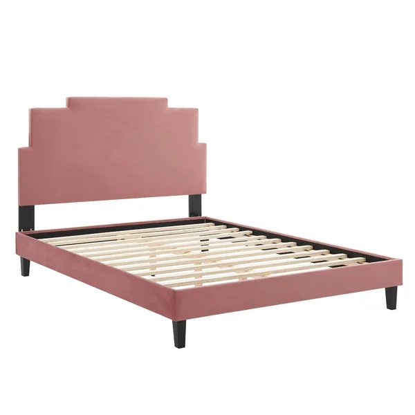 Lindsey Performance Velvet King Platform Bed - Dusty Rose