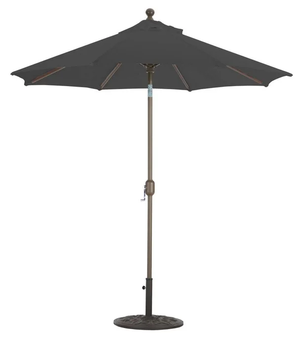 Galtech 7.5 ft. White Deluxe Auto Tilt Umbrella - Black Suncrylic