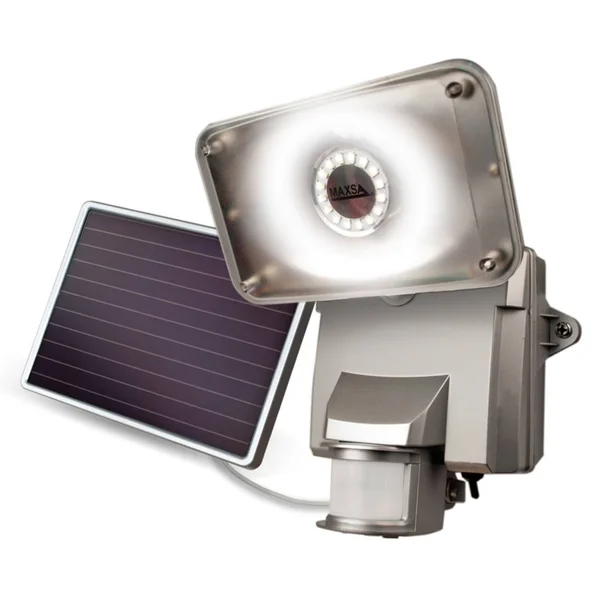 Maxsa Innovations 44640 Silver Motion-Activated Solar LED Security Floodlight