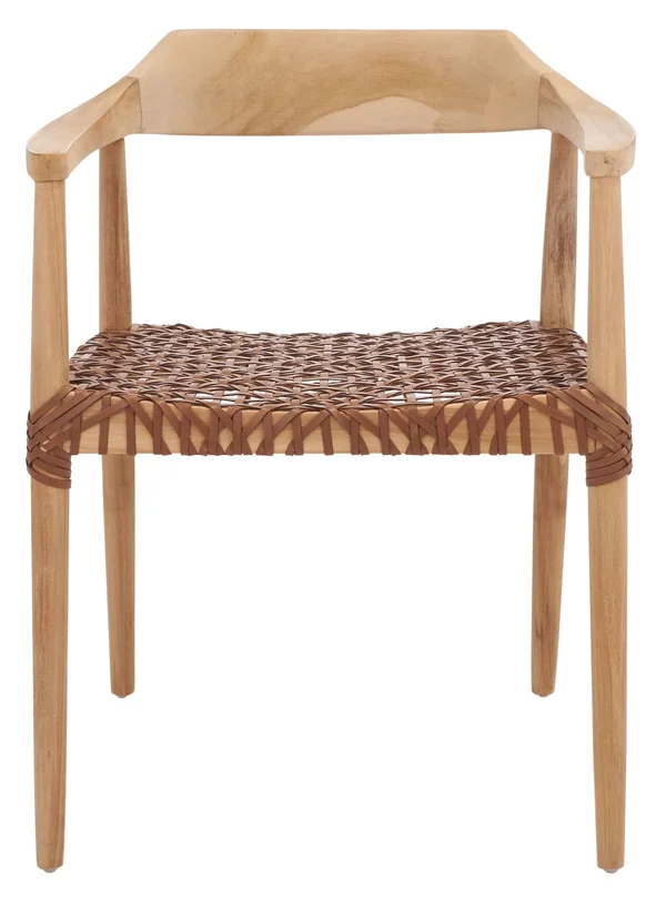 Safavieh Munro Leather Woven Accent Chair - Natural, Light Honey