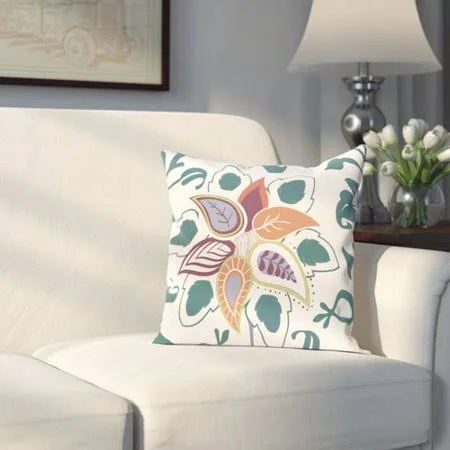 Alcott Hill Orchard Lane Paisley Pop Floral Throw Pillow Size: 20x22 H x 20x22 W - Color: Teal