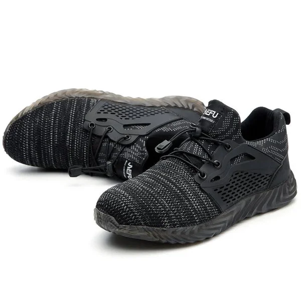 Defender Pro Invincible Safety Shoes Men’s Kevlar Steel Toe Sneakers - Non-Slip Construction Shoes, Grey, Mens 9