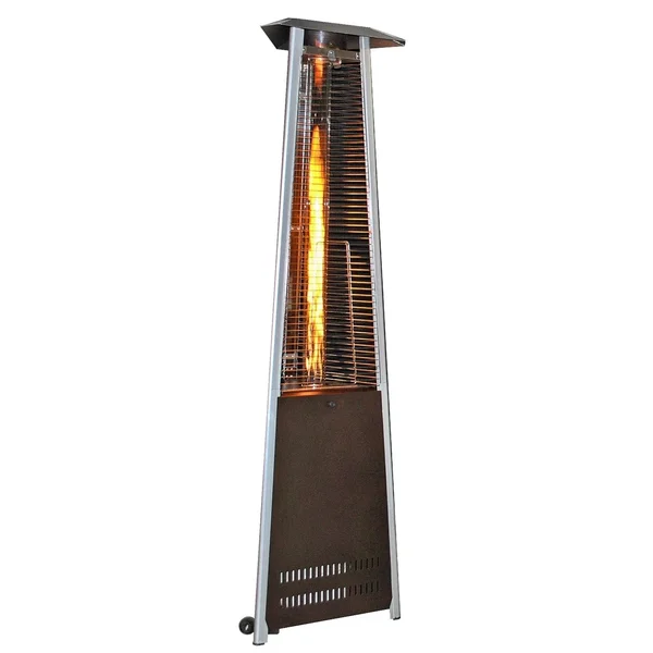 Sunheat Contemporary Triangle Design Portable Propane Patio Heater Golden Hammered with Decorative Flame