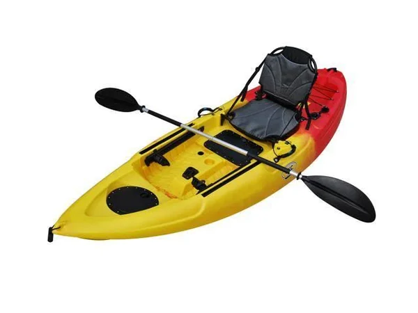 BKC FK285 9.1& Sit on Top Single Fishing Kayak W/Upright Back Support Aluminum Frame Seat - Paddle Included Solo Sit-On-Top Angle