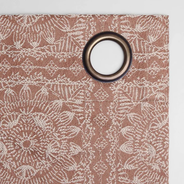 Sun Zero Evie Medallion Jacquard Theater Grade Extreme 100% Blackout Grommet-Top Curtain PANEL, Orange