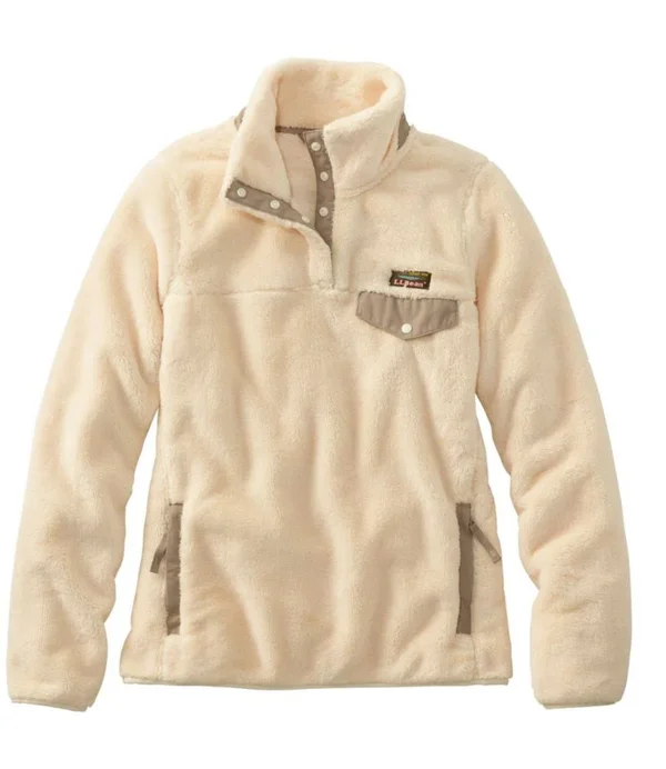 Women's Petite L.L.Bean Hi-Pile Fleece Pullover Tan Extra Large, L.L.Bean