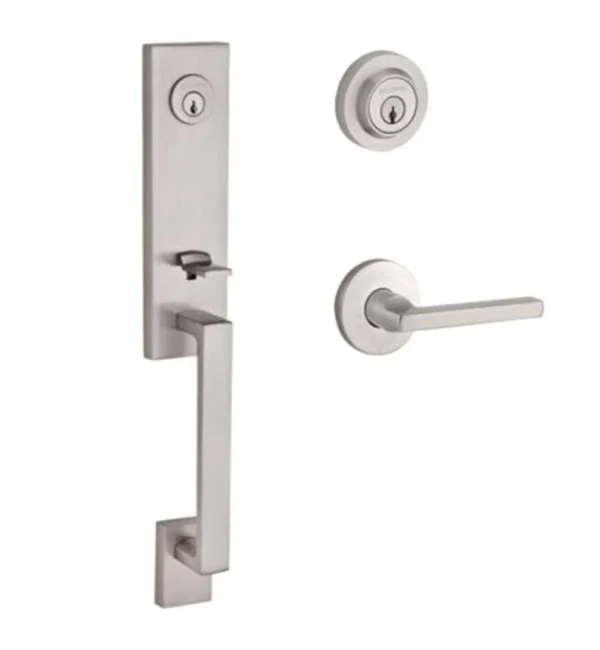 Reserve Seattle - Handleset with Right Handed Square Lever and Contemporary Round Rose in Satin Black - DCSEAXSQURCRR190 - Baldw