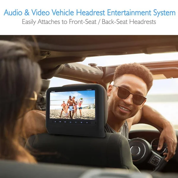 Pyle Pld94bk Universal Car Headrest Mount Monitor - 9x22 Vehicle DVD Player