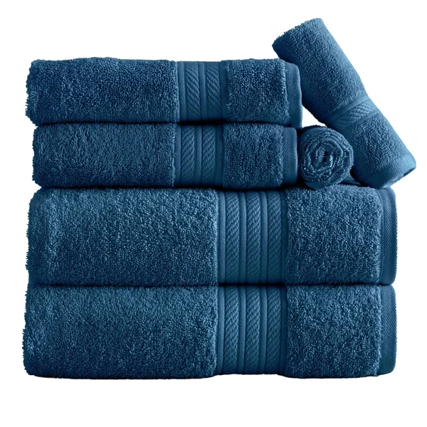 Great Bay Home Eco-Friendly Anti-Microbial 6 Piece Towel Set Blue