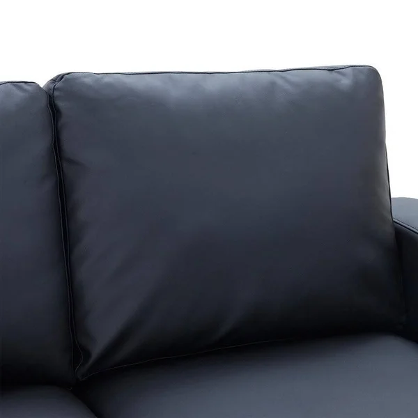 3-Seater PU Leather Couchu0026Sofa with Wood Frame and Durable Legs - Black